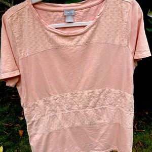 Chicko’s size 2 peach colored soft cotton blend short sleeve shirt.